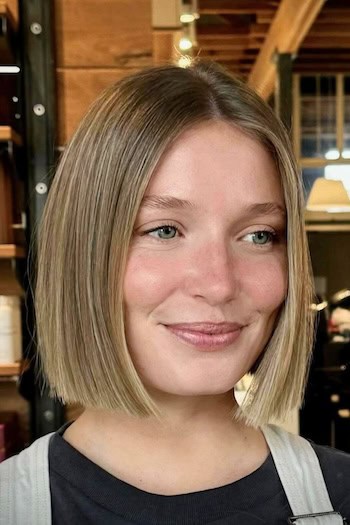 Blunt Bob With Center Part Hairstyle
