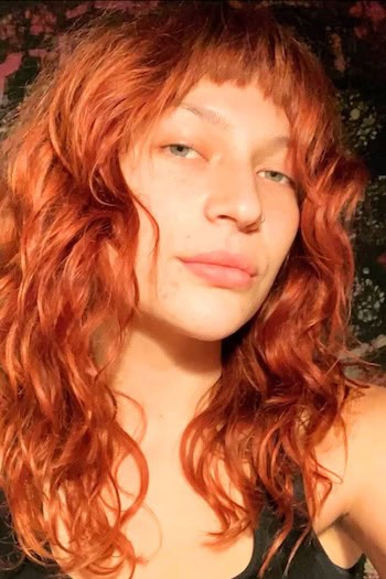 Copper Curly Shag with Fringe Haircut
