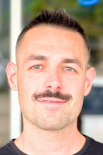 Short Spiked Crew Cut With Mustache Haircut