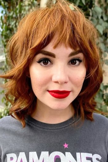 Layered Shaggy Long Bob with Bangs Haircut
