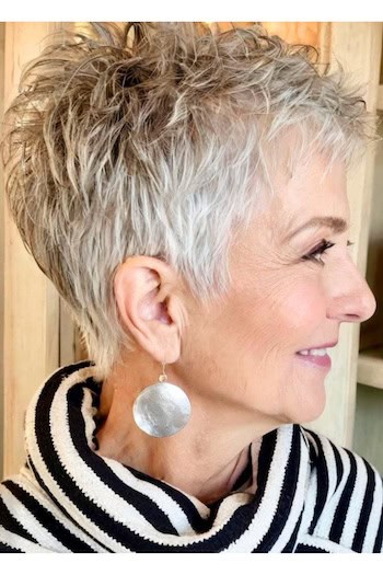 Spiky Silver Pixie With Tapered Sides Hairstyle