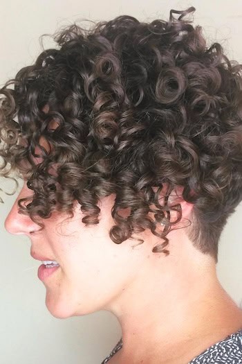Ultra-Short Curly Bob Hairstyle, side view.