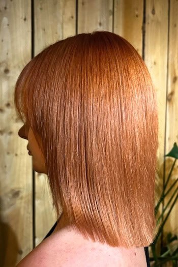Straight Copper Lob Hairstyle