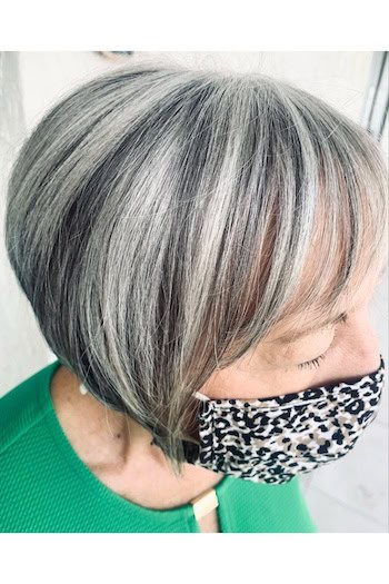 Short Salt And Pepper Bob With Bangs Hairstyle