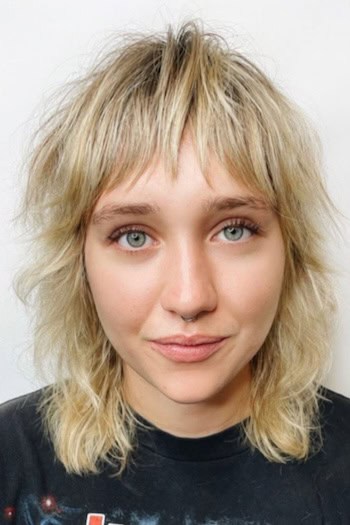 Shoulder-Length Blonde Shag Haircut
