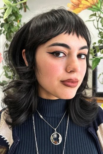 Mid-Length Shag with Micro Bangs Haircut