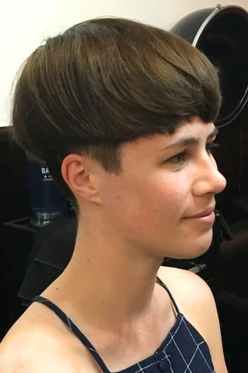 Bowl Cut with Bangs and Undercut Hairstyle