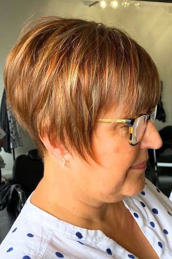 Choppy Tapered Pixie with Full Bangs