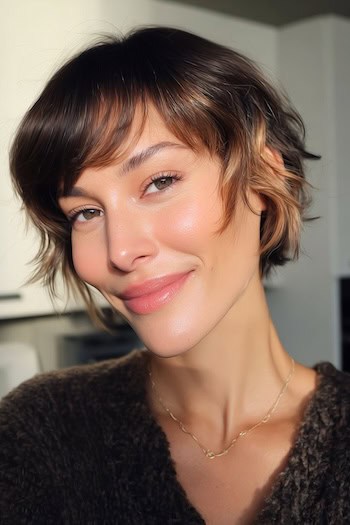 Jaw-Length Short Shag Hairstyle