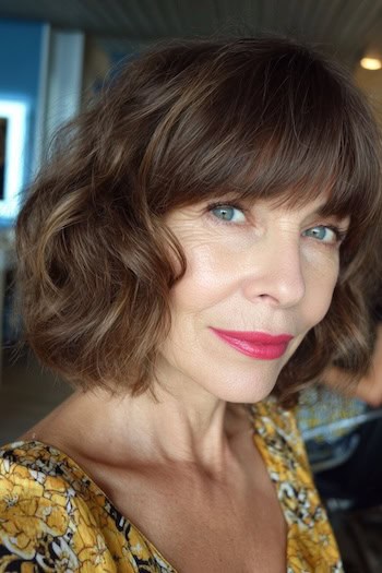 Chin-Length Waves With Bangs