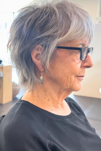 Cropped Layered Gray Shag with Soft Edges Hairstyle