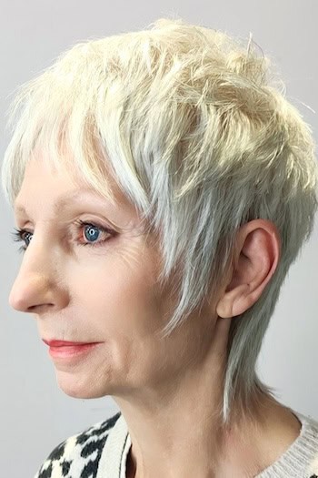 Straight White Shag Pixie Mullet Hairstyle