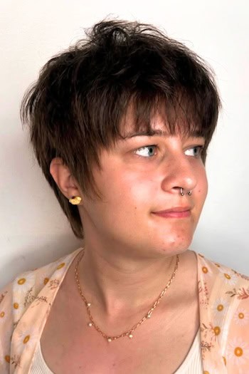 Textured Brunette Pixie Hairstyle