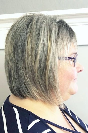 Layered Gray Bob With Bangs Hairstyle
