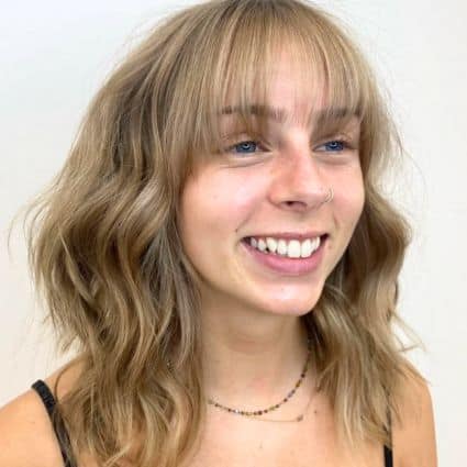Wavy Medium Cut With Sheer Bangs Haircut