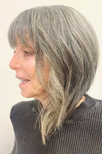 Angled Longer Bob With Bangs Hairstyle