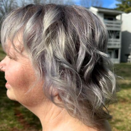 Wavy Silver Shaggy Bob Hairstyle