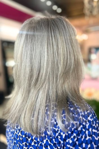 Straight Silver Layers With Smooth Finish Hairstyle