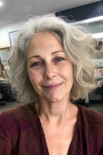 Wavy bob with volume for mature women
