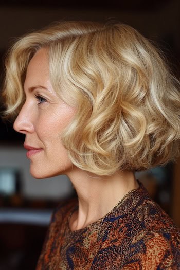Wavy Chin-Length Bob Hairstyle