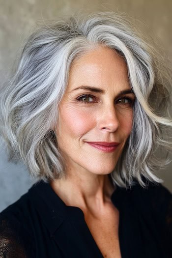 Blunt choppy waves medium hairstyle