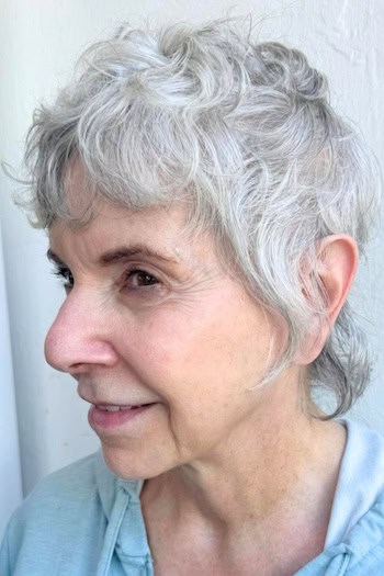 Curly Gray Shag Mullet Hairstyle