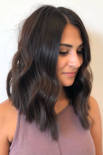 Angled Long Wavy Bob Haircut