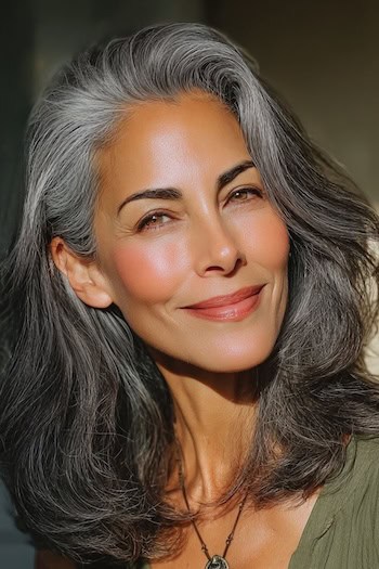 Salt and Pepper Face-Framing Layers Hairstyle