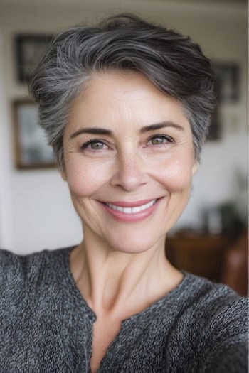 Gray Blended Pixie with Volume Hairstyle