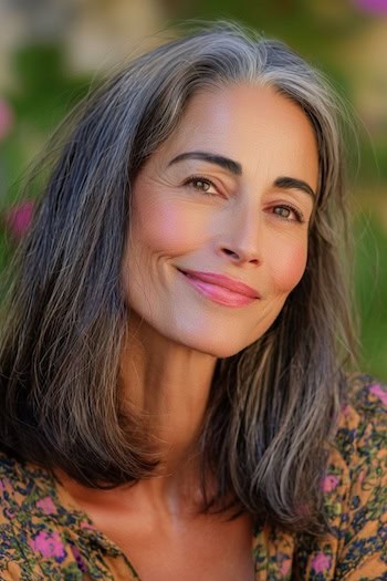 Gray Blending on Shoulder-Length Hair