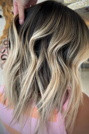 Piecey Highlighted Medium-Length Waves Haircut