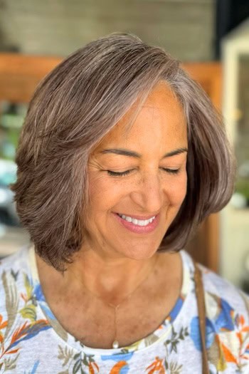 Textured Bob with Gray Blending Hairstyle