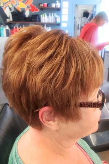 Choppy Pixie with Volume Hairstyle, side view.