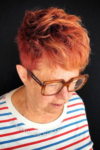 Vibrant Copper Textured Pixie Hairstyle