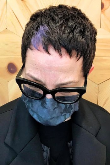 Ultra-Short Pixie with Lavender Highlight Hairstyle