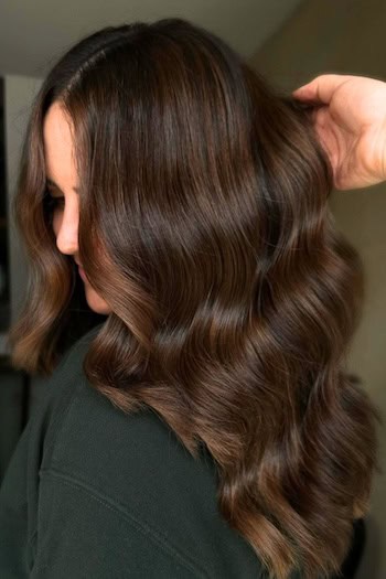 Dimensional Chocolate Brown Waves, side view.