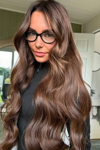 Long Chocolate Brown Waves with Subtle Layers Hairstyle