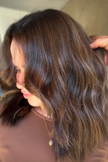 Chocolate Brown with Subtle Highlights Hair Color and Hairstyle