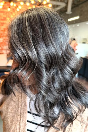 Gray Blended Medium-Length Curls Hairstyle