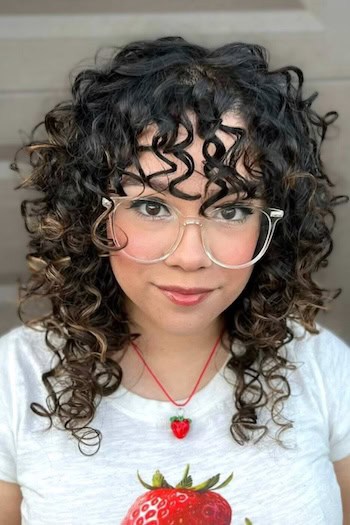 Medium-Length Curls With Bangs Haircut