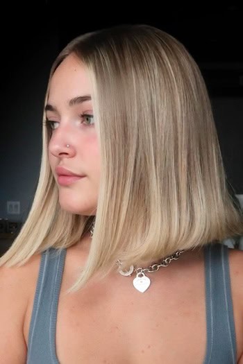 Medium Straight Long Blonde Bob For Thick Hair