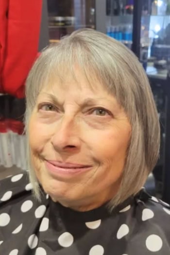 Short Gray Bob With Soft Bangs Haircut