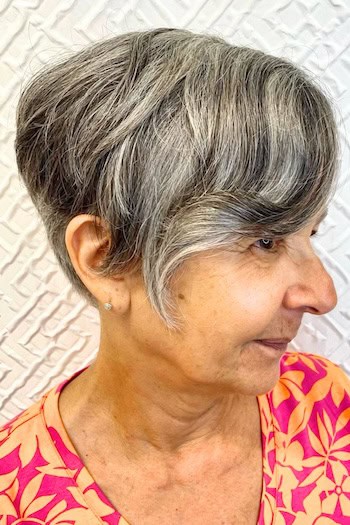 Silver Pixie With Side Swoop Hairstyle