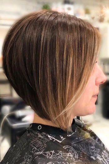 Angled Bob With Face Framing Highlights Haircut
