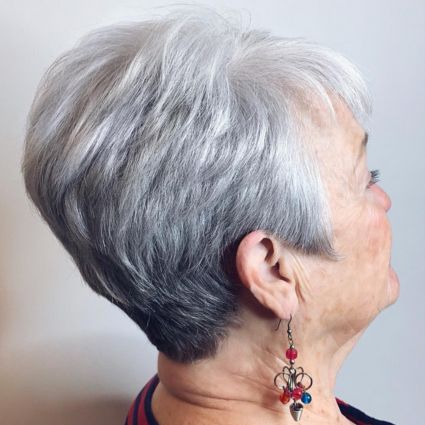 Layered Silver Pixie With Tapered Nape Hairstyle