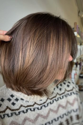 Warm Brunette with Soft Golden Babylights Hair Color
