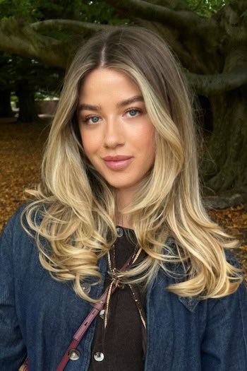 Warm Rooted Vanilla Blonde Hair Color