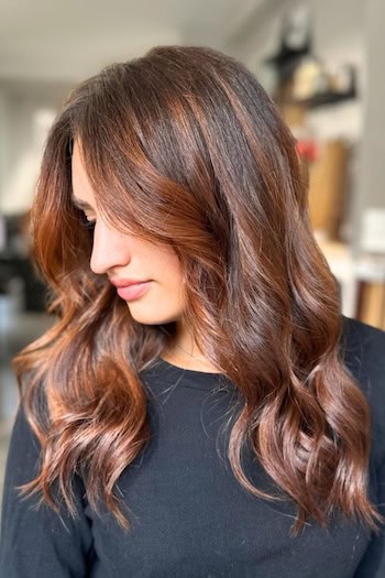 Coppery Brown Balayage Hair Color
