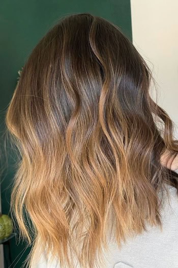 Brunette with Warm Honey Ombré Hair Color