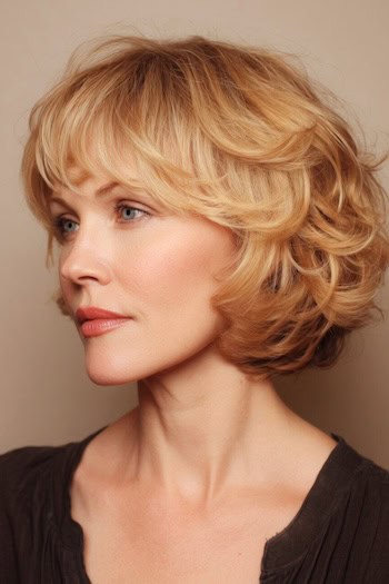 Cropped Layered Waves with Bangs